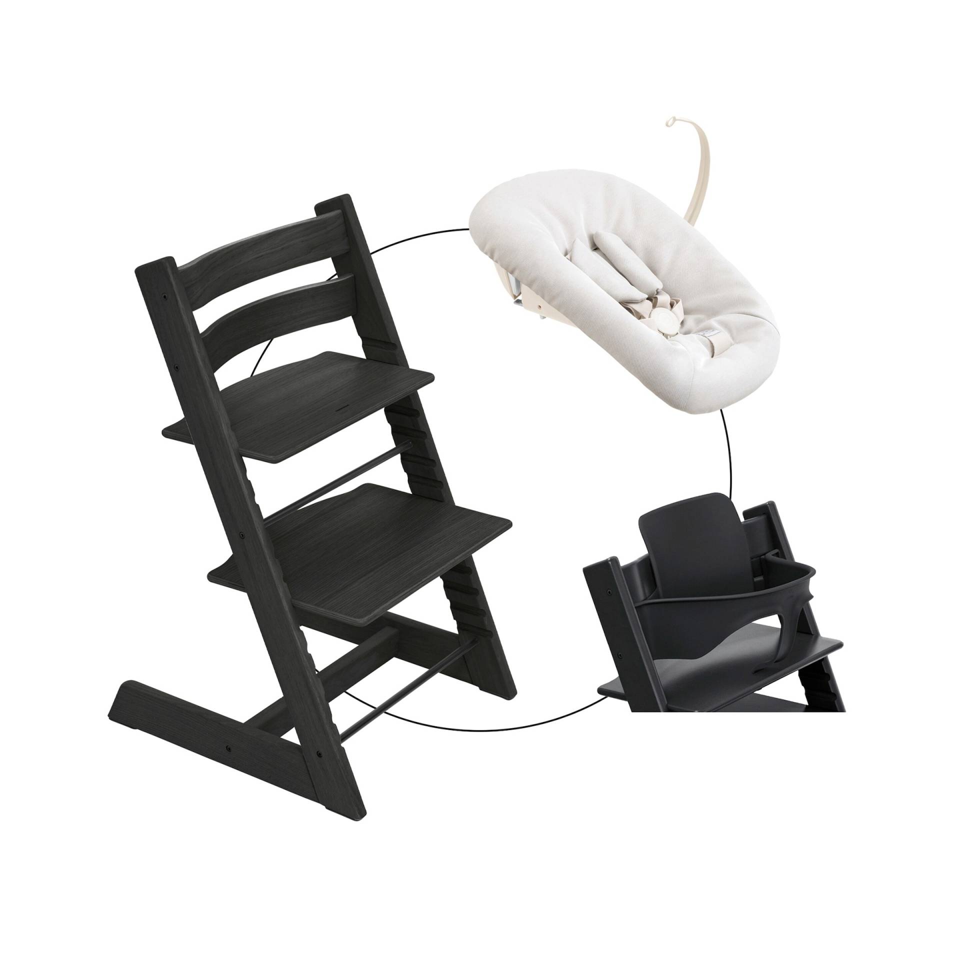 Stokke® Tripp Trapp® Bundle Treppenhochstuhl Eiche inklusive Newbornset Vanilla White & Babyset von Stokke