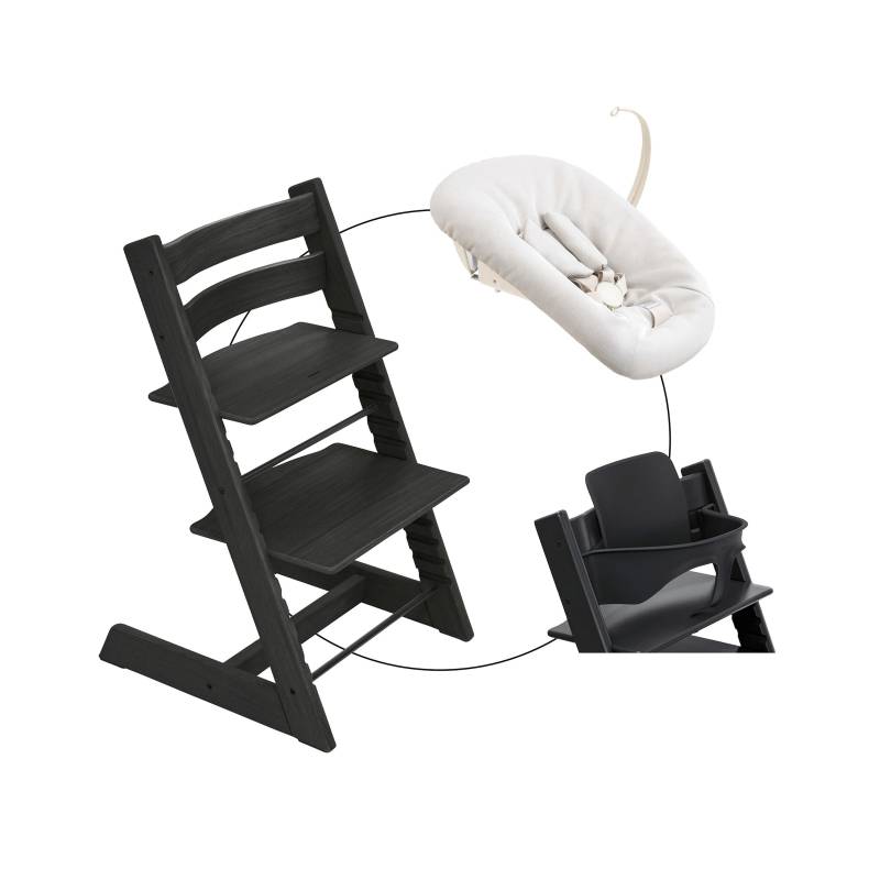 Stokke® Tripp Trapp® Bundle Treppenhochstuhl Eiche inklusive Newbornset Vanilla White & Babyset von Stokke
