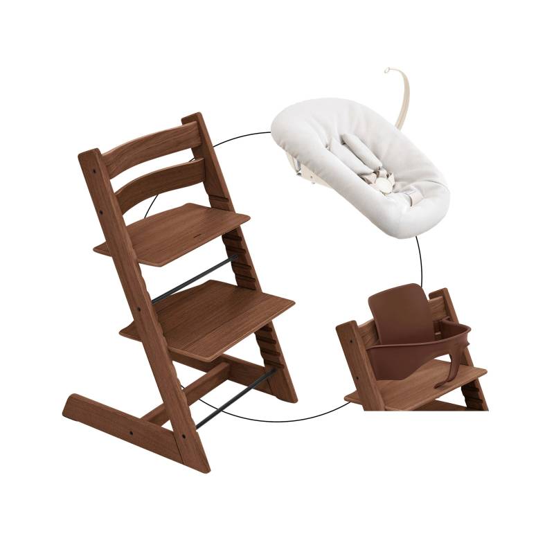 Stokke® Tripp Trapp® Bundle Treppenhochstuhl Eiche inklusive Newbornset Vanilla White & Babyset von Stokke