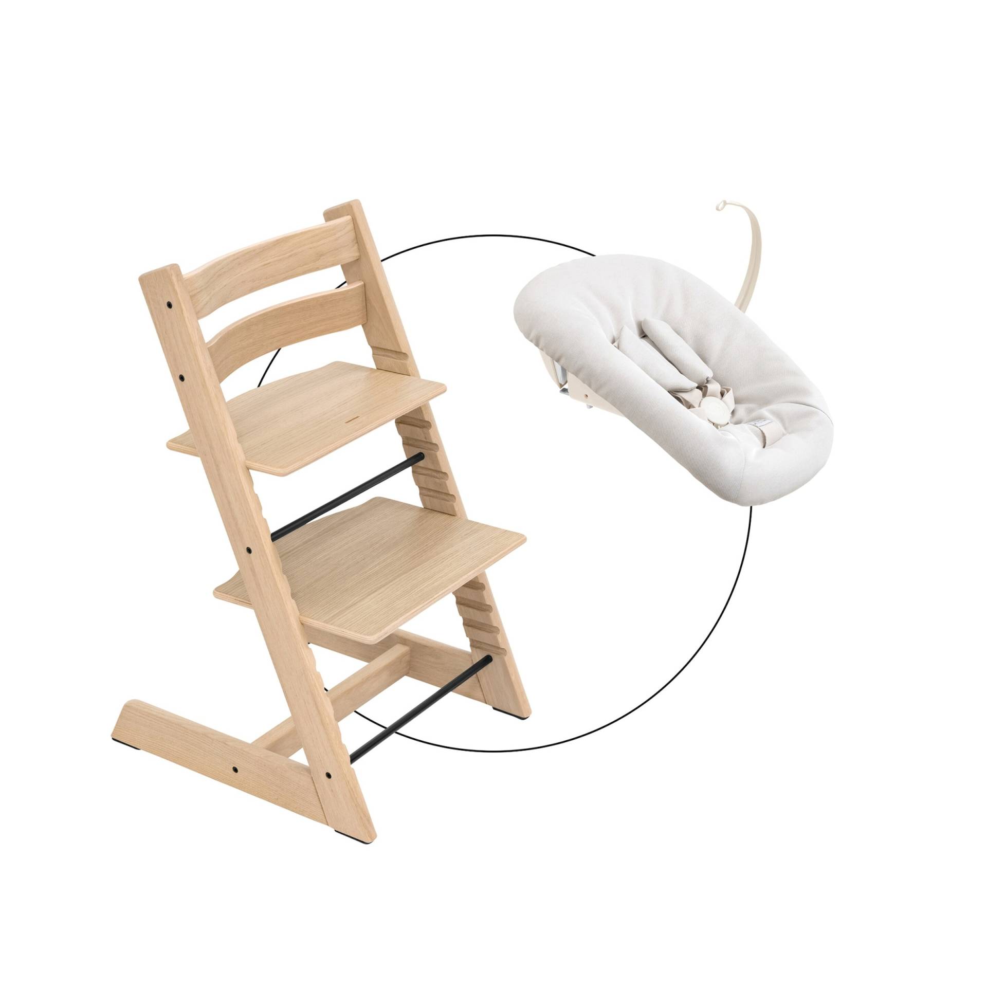 Stokke® Tripp Trapp® Bundle Treppenhochstuhl Eiche inklusive Newbornset Vanilla White von Stokke