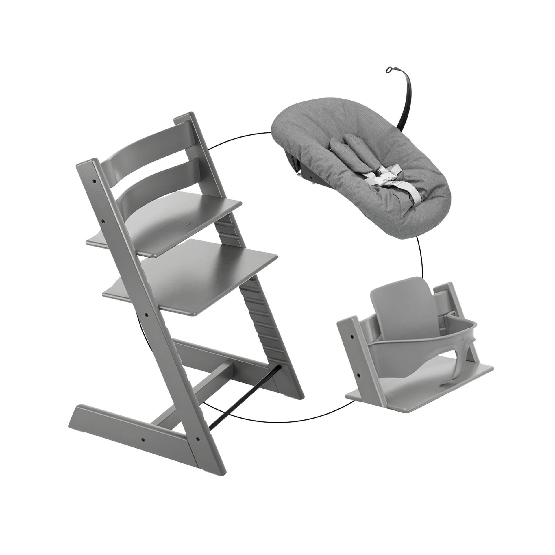 Stokke® Tripp Trapp® Bundle Treppenhochstuhl inkl. Newbornset Deep Grey & Babyset von Stokke