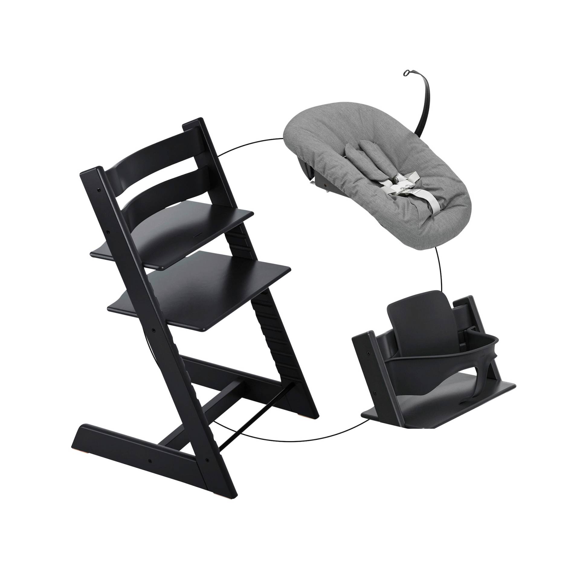 Stokke® Tripp Trapp® Bundle Treppenhochstuhl inkl. Newbornset Deep Grey & Babyset von Stokke