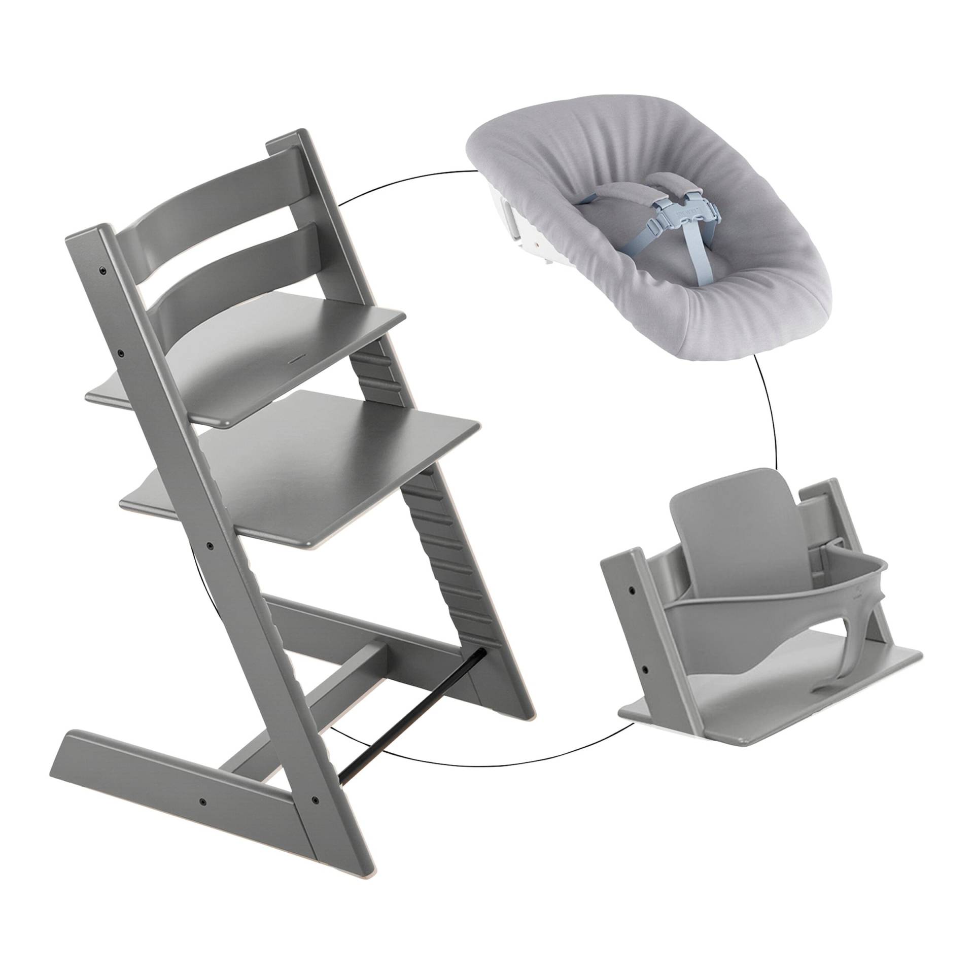 Stokke® Tripp Trapp® Bundle Treppenhochstuhl inkl. Newbornset Light Grey & Babyset von Stokke