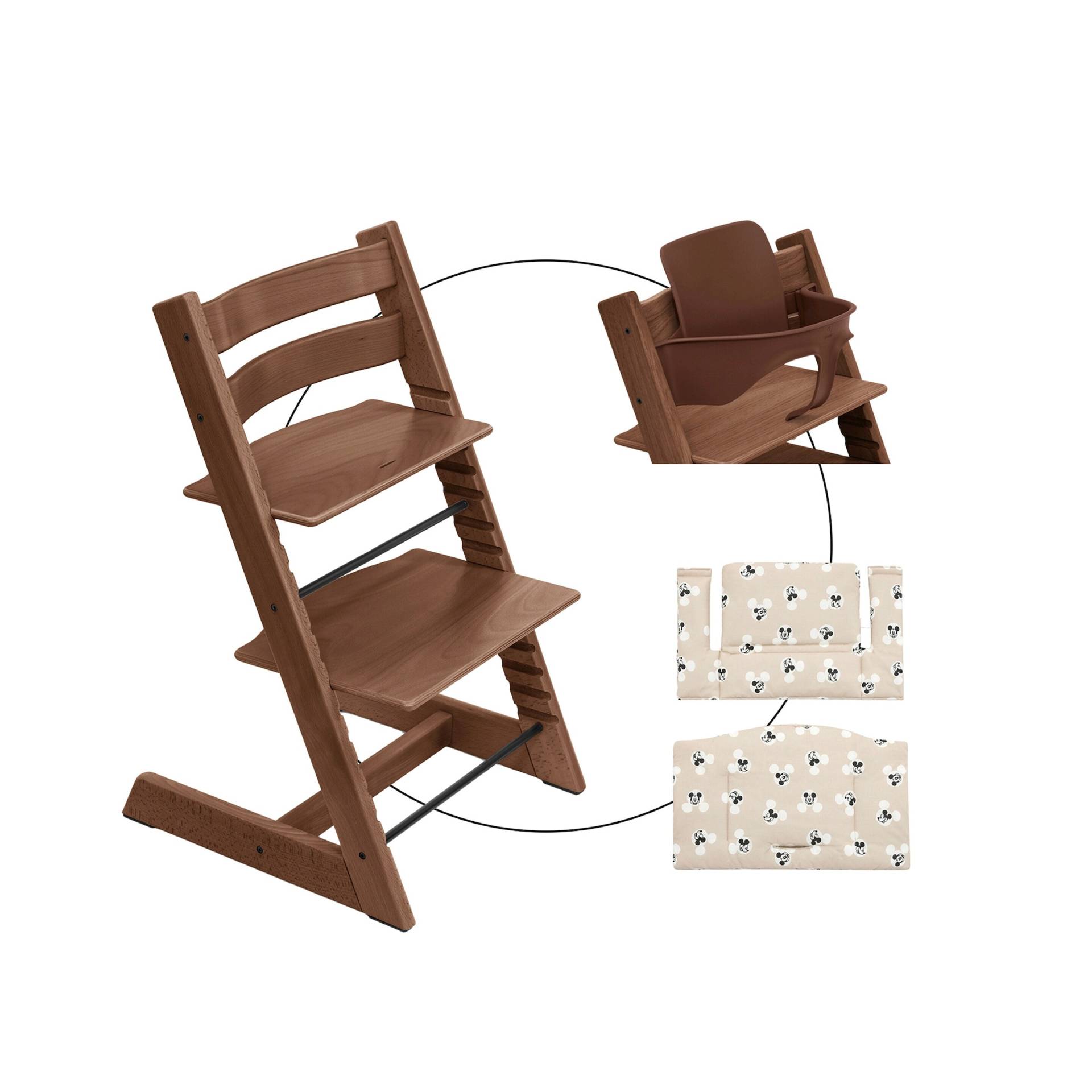 Stokke® Tripp Trapp® Bundle Treppenhochstuhl inkl. Sitzkissen Classic Mickey Signature und Babyset von Stokke