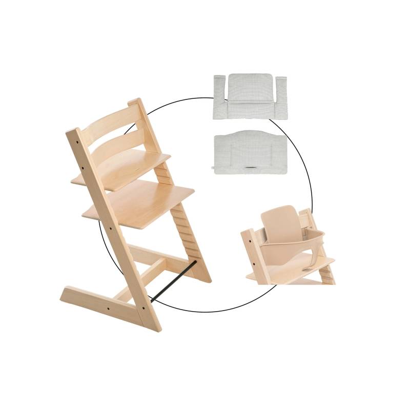 Stokke® Tripp Trapp® Bundle Treppenhochstuhl inkl. Sitzkissen Classic Nordic Grey & Babyset von Stokke