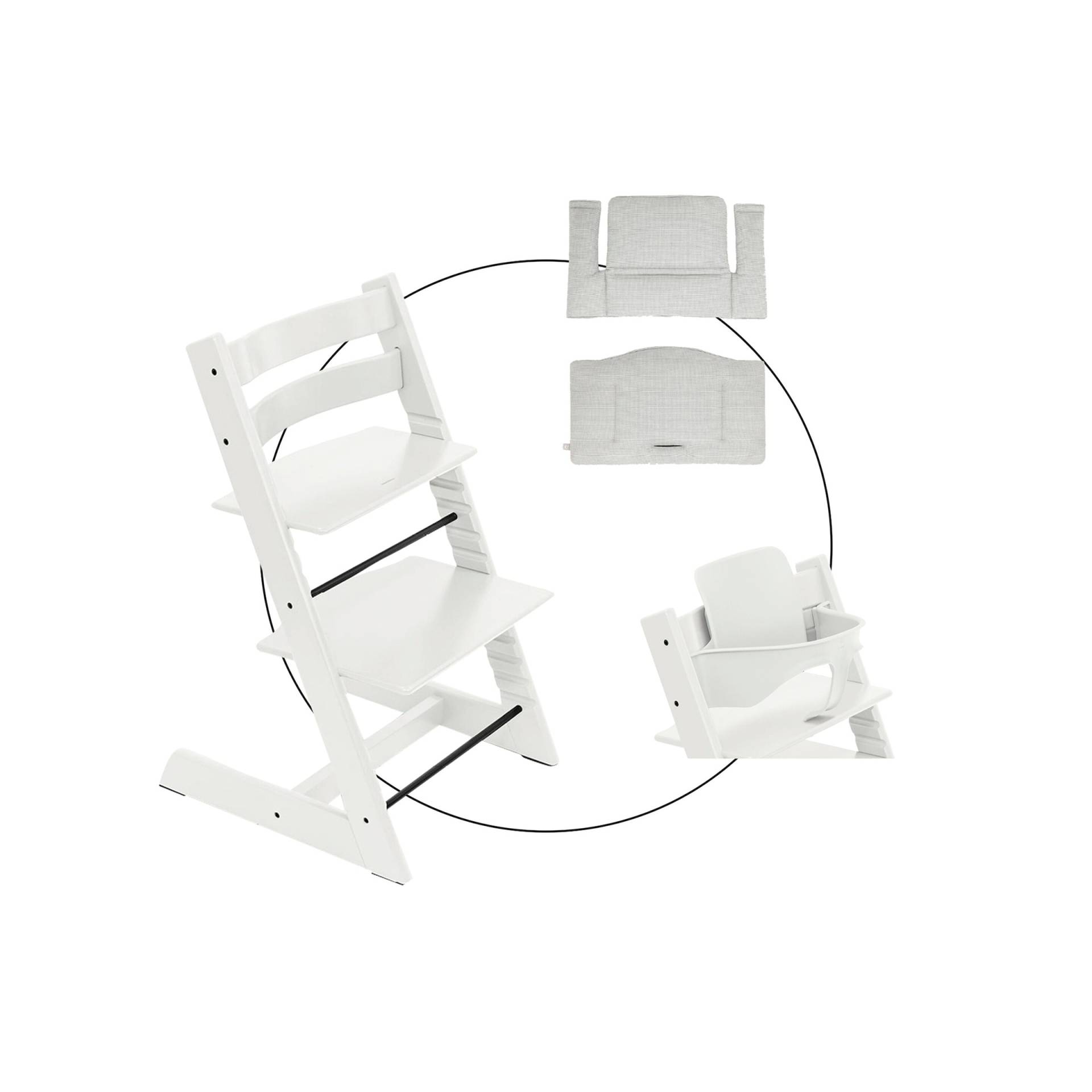 Stokke® Tripp Trapp® Bundle Treppenhochstuhl inkl. Sitzkissen Classic Nordic Grey & Babyset von Stokke