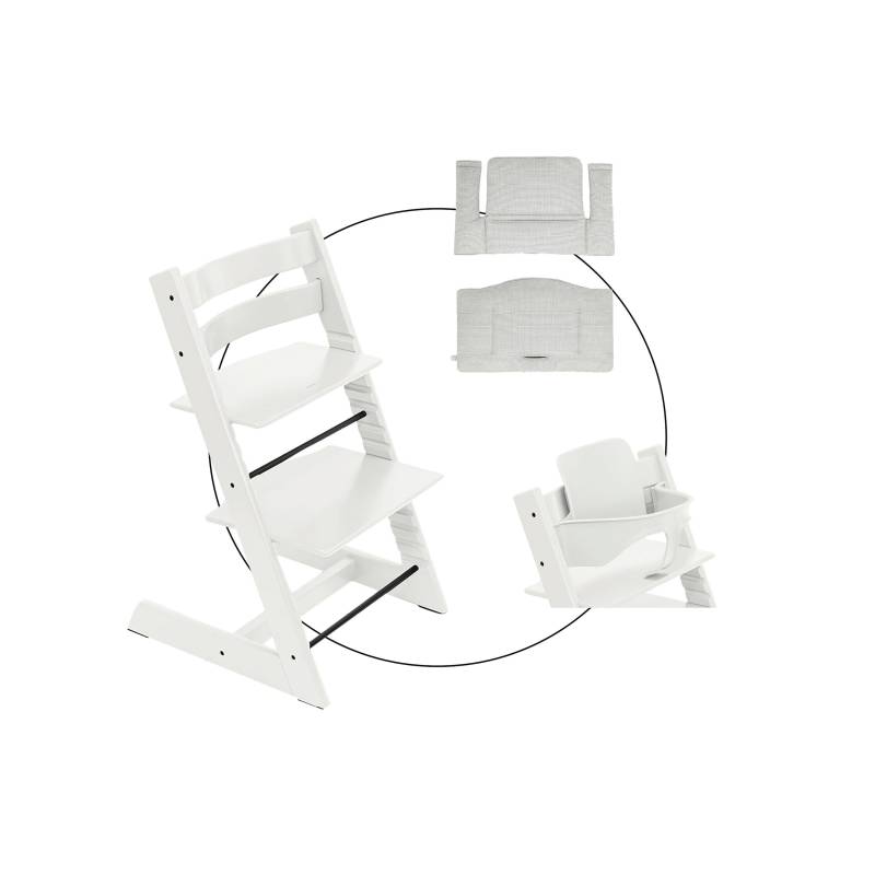 Stokke® Tripp Trapp® Bundle Treppenhochstuhl inkl. Sitzkissen Classic Nordic Grey & Babyset von Stokke