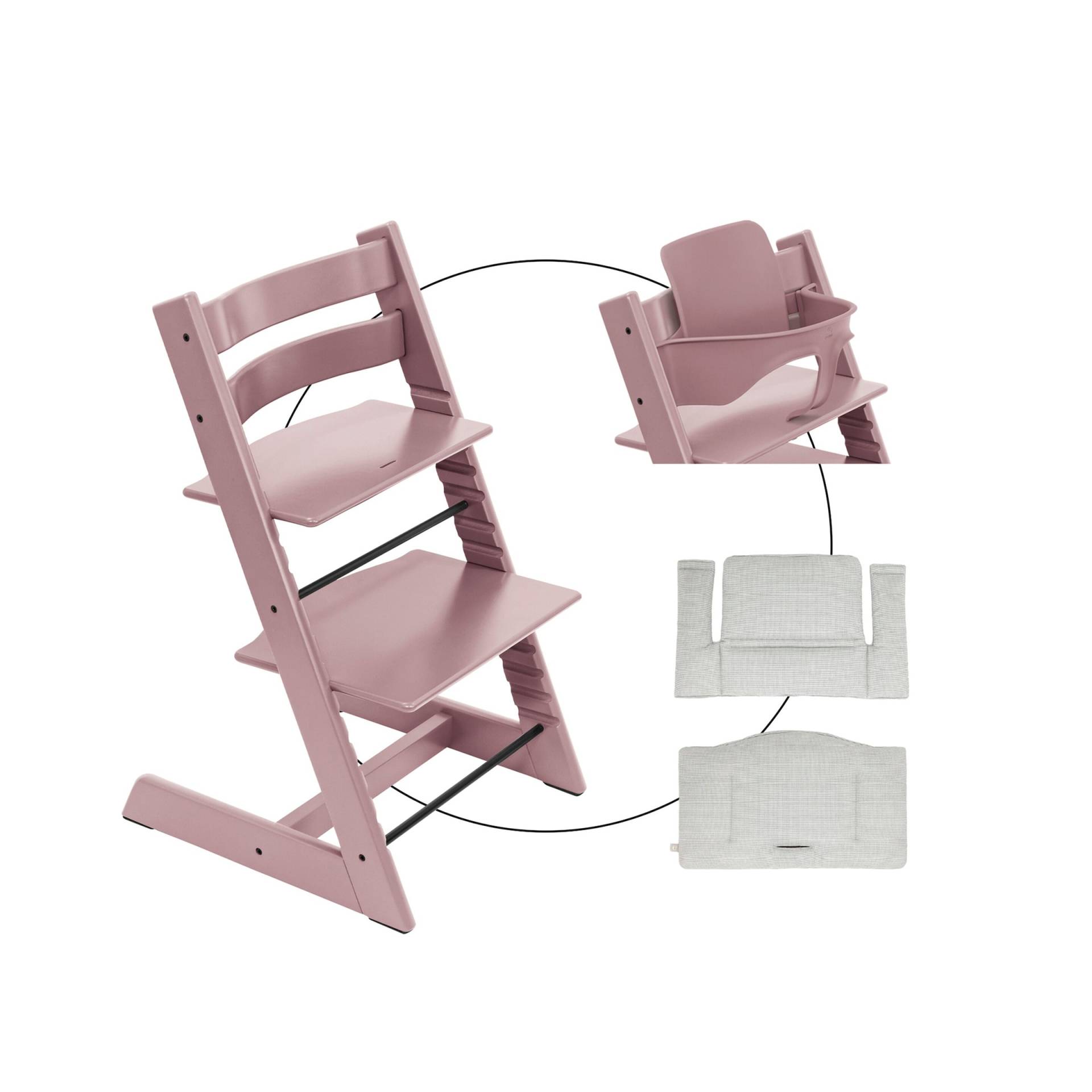 Stokke® Tripp Trapp® Bundle Treppenhochstuhl inkl. Sitzkissen Classic Nordic Grey & Babyset von Stokke