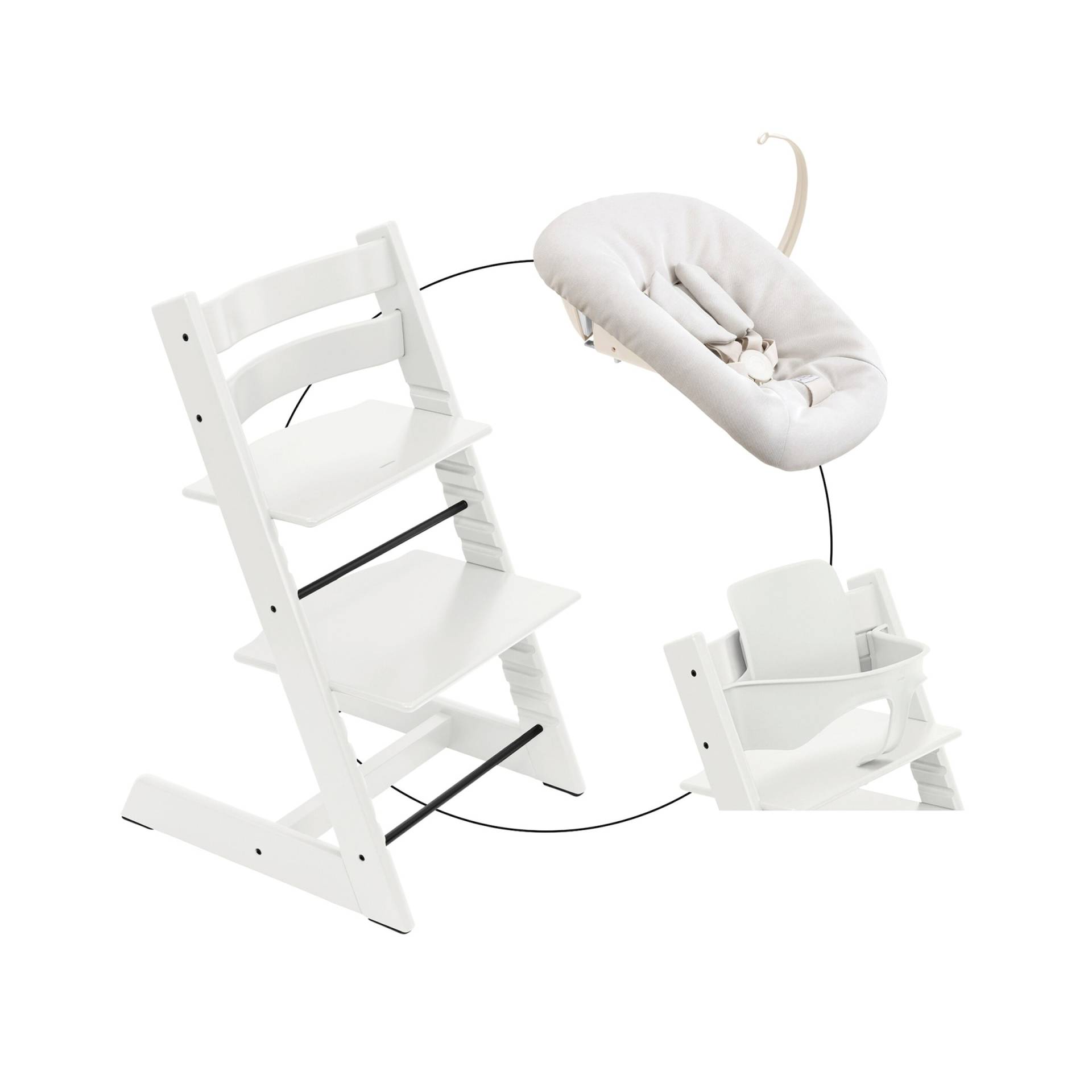 Stokke® Tripp Trapp® Bundle Treppenhochstuhl inklusive Newbornset Vanilla White & Babyset von Stokke