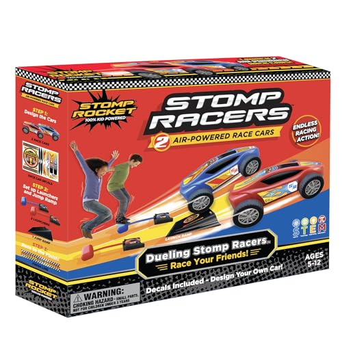 Stomp Rocket Dueling Stomp Racers, wetteifere mit deinen Freunden ins Ziel – 2 Spielzeugauto Abschussrampen und 2 druckluftbetriebene Autos mit Sprungschanze und Ziellinie Outdoor- und Indoor Stomp Rocket Dueling Stomp Racers, wetteifere mit deinen Freunden ins Ziel – 2 Spielzeugauto Abschussrampen und 2 druckluftbetriebene Autos mit Sprungschanze und Ziellinie Outdoor- und Indoor von Stomp Rocket