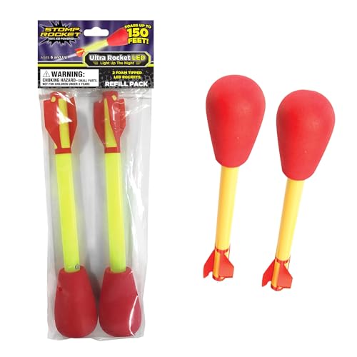 Stomp Rocket Original Ultra Rocket LED Ersatz Raketen, 2 Raketen für den Raketenwerfer - Outdoor Raketenspielzeug Geschenk für Jungen und Mädchen - ab 5 Jahren 20502 Mehrfarbig von Stomp Rocket