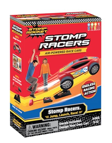Stomp Racers von Stomp Rocket - Spielzeug Auto Abschussrampe, 1 druckluftbetriebenes Auto für Rennen und Sprung Stunts mit Abschussrampe und Sprungschanze Stomp Racers von Stomp Rocket - Spielzeug Auto Abschussrampe, 1 druckluftbetriebenes Auto für Rennen und Sprung Stunts mit Abschussrampe und Sprungschanze von Stomp Rocket
