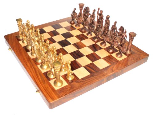 35,6 cm X 14 ″ Collectible Holz Chess Game Board Set + Messing römischen Figur (innerhalb von 7 Tagen geliefert) von StonKraft