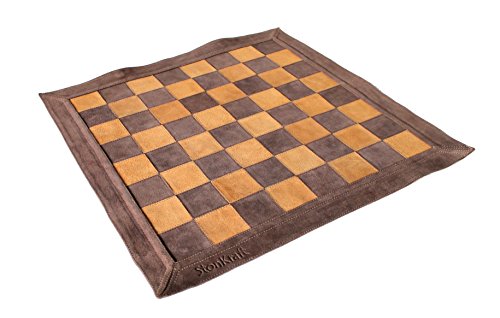 StonKraft 19 "x 19" Echtes Leder Schach - Braune Farbe | Roll-up Schach | Turnier Schach von StonKraft