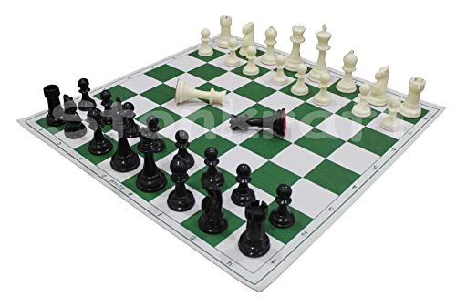 StonKraft - 43,2 x 43,2 cm' Turnier Schach Vinyl faltbares Schachspiel mit festen Plastikstücken (mit extra Königin) - ideal für professionelle Schachspieler von StonKraft