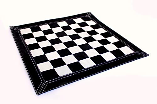 StonKraft Großes Schachbrett aus echtem Leder, 48,3 x 48,3 cm, aufrollbares Turnierschach (schwarzes Wildleder) von StonKraft