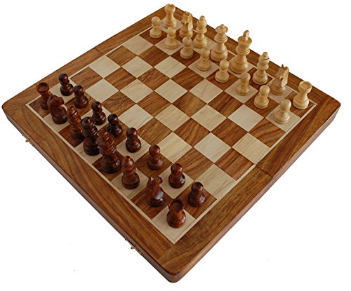 StonKraft Handgefertigtes Premium-Holz 36 x 36 cm Schachspiel - Faltbares Holz-Magnetset mit Aufbewahrung von StonKraft