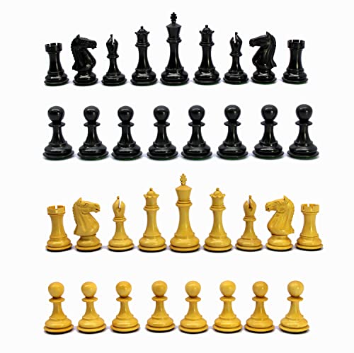 StonKraft Schachfiguren aus Holz im Staunton-Stil, Schach-Münzen, 10,2 cm König mit zusätzlichen Königinnen, Schwarz / Weiß von StonKraft
