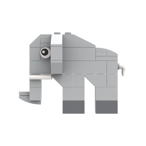 Lego-kompatibler Baustein-Elefant, Grau, Minimalistisches Design, Dekoratives Spielzeug von Stone Heap