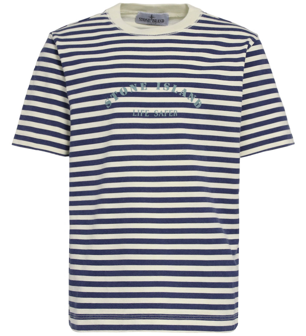 Stone Island T-Shirt - Aufnäher/Blau Gestreift - Stone Island - 12 Jahre (152) - T-Shirts von Stone Island