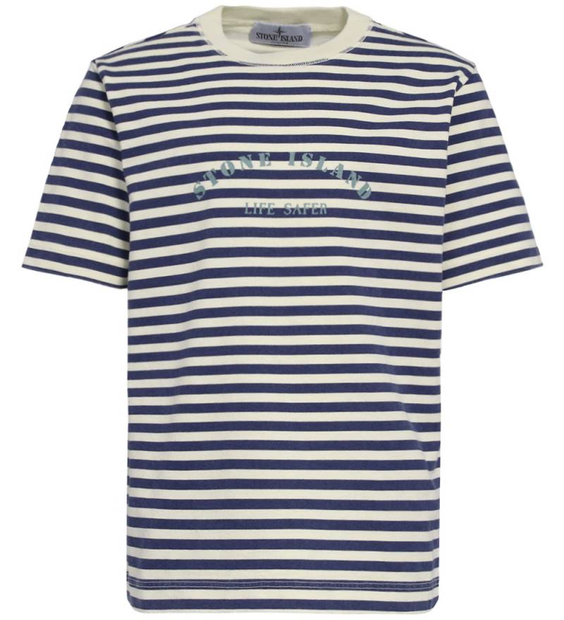 Stone Island T-Shirt - Aufnäher/Blau Gestreift - Stone Island - 12 Jahre (152) - T-Shirts von Stone Island