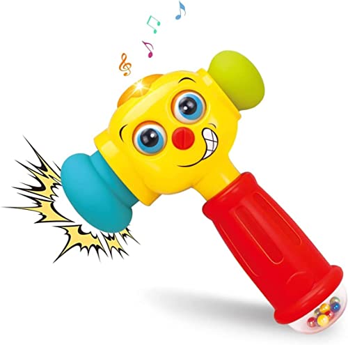 Stone and Clark Spielzeug Hammer mit Lichtern, Lernmodus und Musikmodus – Baby Hammer Spielzeug spielt 6 Kurze Kinderlieder – Plastik Hammer Baby Schlag Spielzeug für Kinder ab 12 Monaten von Stone and Clark