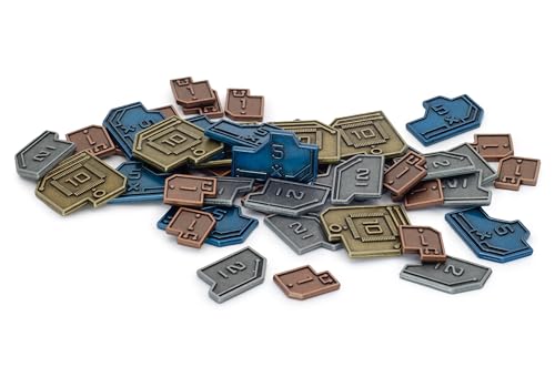 Stonemaier Games: Sci-Fi-Münzen aus Metall (Vantage) | Sci-Fi-Münzen zur Verbesserung Ihres Gameplays | 45 Metallmünzen – $1 (x18), 2 $ (x12), 5 $ (x9) und 10 $ (x6) Münzen aus Zinklegierung von Stonemaier Games