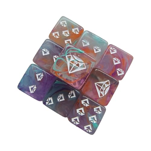 10pcs Acryljuwelenmuster Rollenspiele Tischspiel Dices Sechsseitige Dices Round Corner Dices Mahjong Accessoires Sechsseitige Dices Runde Ecke von Storage Bag