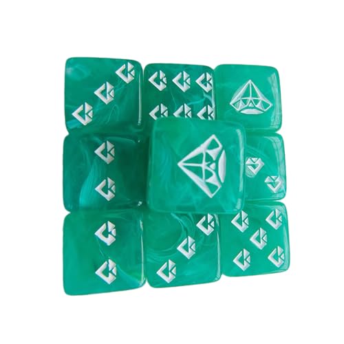 10pcs Acryljuwelenmuster Rollenspiele Tischspiel Dices Sechsseitige Dices Round Corner Dices Mahjong Accessoires Sechsseitige Dices Runde Ecke von Storage Bag