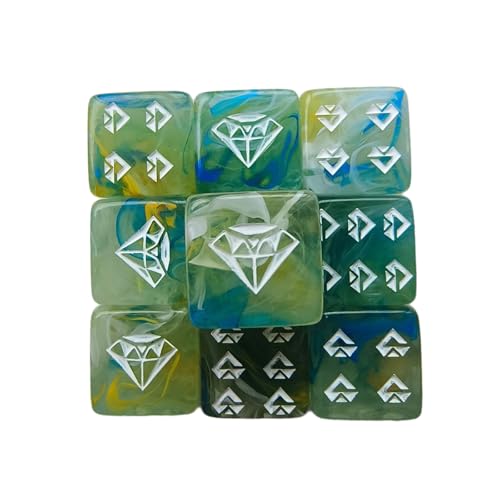 10pcs Acryljuwelenmuster Rollenspiele Tischspiel Dices Sechsseitige Dices Round Corner Dices Mahjong Accessoires Sechsseitige Dices Runde Ecke von Storage Bag