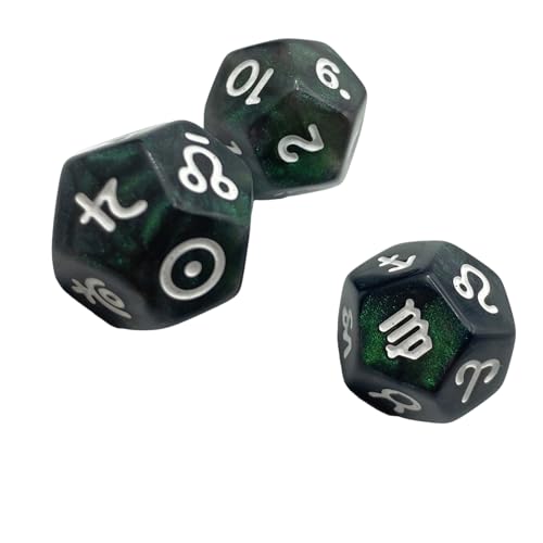 3pcs Zählen Glänzt Astrologische Würfel Bunte Astrologische Spiel Würfeln Für Mystische Rituale Oder RPGs Professional Ausgewogener Wahrsagung von Storage Bag