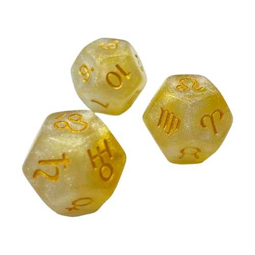 3pcs Zählen Glänzt Astrologische Würfel Bunte Astrologische Spiel Würfeln Für Mystische Rituale Oder RPGs Professional Ausgewogener Wahrsagung von Storage Bag