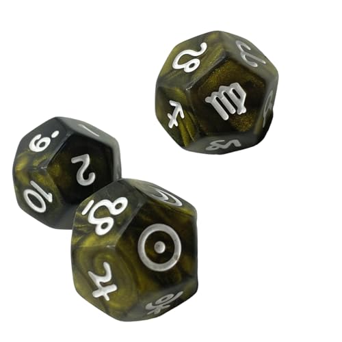 3pcs Zählen Glänzt Astrologische Würfel Bunte Astrologische Spiel Würfeln Für Mystische Rituale Oder RPGs Professional Ausgewogener Wahrsagung von Storage Bag