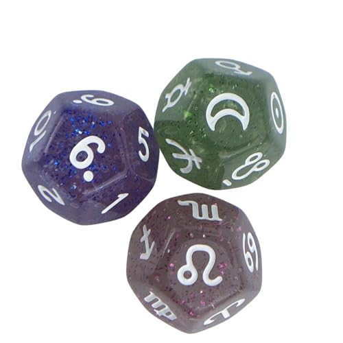 3pcs Zählen Glänzt Astrologische Würfel Bunte Astrologische Spiel Würfeln Für Mystische Rituale Oder RPGs Professional Ausgewogener Wahrsagung von Storage Bag