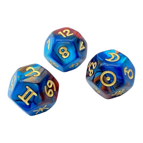 3pcs Zählen Glänzt Astrologische Würfel Bunte Astrologische Spiel Würfeln Für Mystische Rituale Oder RPGs Professional Ausgewogener Wahrsagung von Storage Bag
