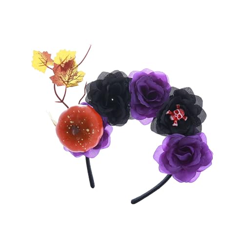 Halloween Stirnband Blumenkürbisse Schädel Stirnband Haar Hoop Halloween Party Dekorationen Haarzubehör Für Frauenzubehör von Storage Bag