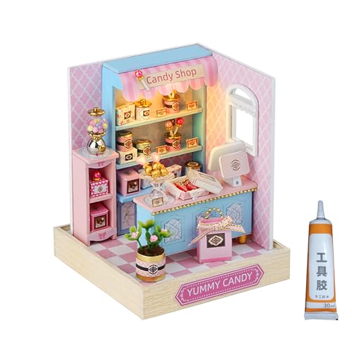 Holz Atelier Einfügen Candy Shop Model Dollhouses Mit Leichten Einzigartigen Handwerk Build Ihr Eigenes Ladenmodell Handwerk Detaillierte Dollhouses Möbel von Storage Bag
