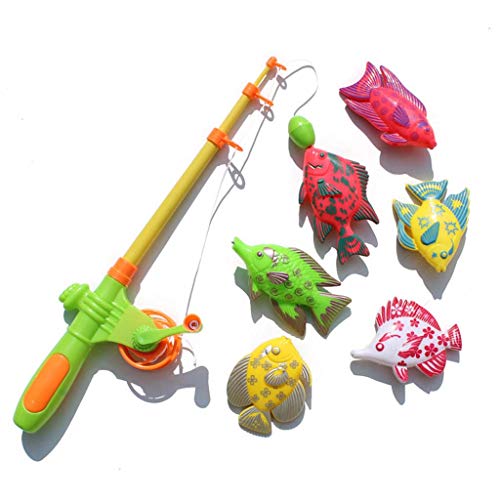 Interaktives Fischen Für Spielen Set Wasserspielzeug Schwimmender Fisch Set Mit 1 Angelrute 6 Plastikfisch Baby Sommerspielzeug Geburtstag Entenblasen Bubble Bubble Tragbare Bubble Machine von Storage Bag