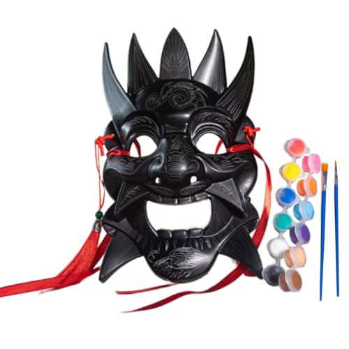Storage Bag Blanks Nuo Opern Maske Weiße Handwerksmaske Diys Blanks Mardi Gras Masquerade Für Halloween Cosplay Party Mit Pigmentzeichnung Pinsel von Storage Bag