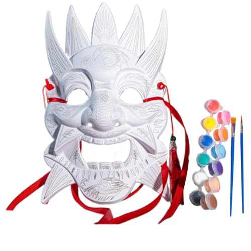 Storage Bag Blanks Nuo Opern Maske Weiße Handwerksmaske Diys Blanks Mardi Gras Masquerade Für Halloween Cosplay Party Mit Pigmentzeichnung Pinsel von Storage Bag