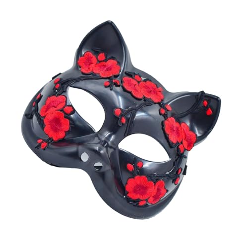 Storage Bag Blumenmuster Maskerade Maske Katzen Gesichtsmaske Maskerade Kostümzubehör Für Frauen Halloween Cosplay Katzen Gesicht von Storage Bag