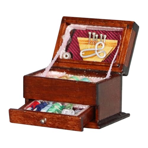 Storage Bag Detaillierte Miniatur Nähwerkzeugkits Mit Nähzubehör 1/12 Dollhouses Szene Nähraum Display Möbelmodell Dollhouses Dekoration von Storage Bag