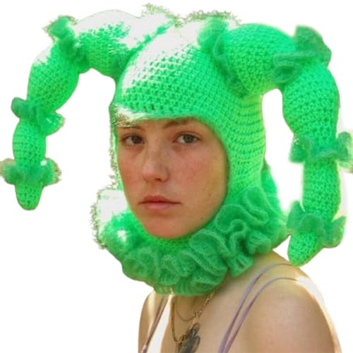 Storage Bag Niedliche Clown Cap Lustiger Strickhut Für Halloween Party Festival Neuheit Frauen Party Kostüm Kopfbedeckung Warm Gestrickt Für Partys Und Maskeraden von Storage Bag