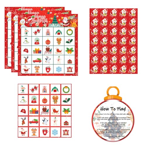 Storage Bag Weihnacht Bingo Game Set Festliche Karten Für Familienspaß Interaktive Party Aktivität Festliche Bingo Spielen Karten Set Weihnachten Für Große Gruppen Erwachsene Kinder Kinder von Storage Bag