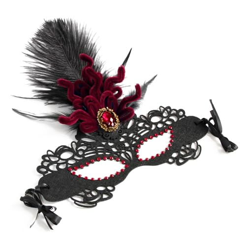 Venezianer Maske Maske Augenmaske Gefiederte Halbe Gesichtsmaske Augenmaske Für Maskeraden Proms Halloween Party Cosplay Fotoshootte Geschenk Mardi Gras Kostümzubehör Für Männer Erwachsene Frauen von Storage Bag