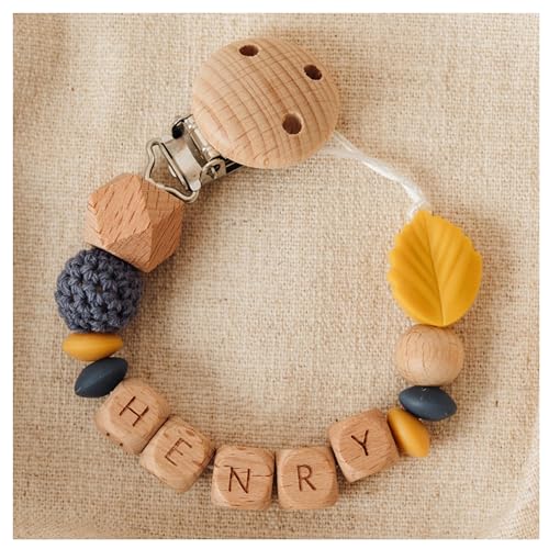 Storchenkind® – Liebevolles, handgemachtes Babyaccessoire, personalisiert mit Namen (grün) (blau/gelb) von Storchenkind