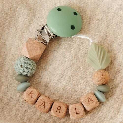 Storchenkind® – Liebevolles, handgemachtes Babyaccessoire, personalisiert mit Namen (grün) (grün) von Storchenkind