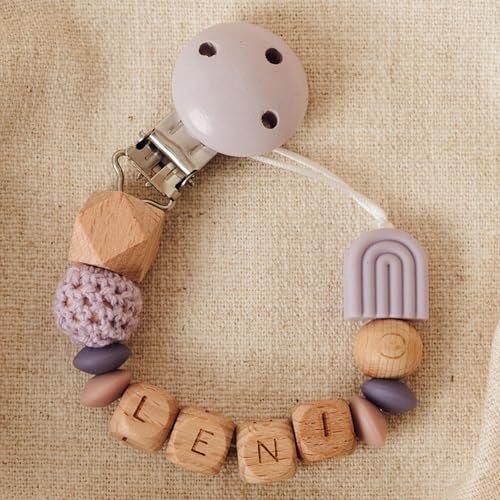 Storchenkind® – Liebevolles, handgemachtes Babyaccessoire, personalisiert mit Namen (grün) (lila) von Storchenkind