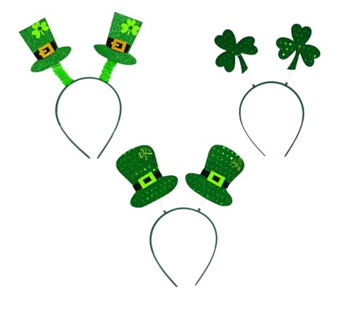 Irische Stirnbänder zum St. Patrick's Day, 3 glitzernde Kleeblatt- und Koboldmützen, Bopper-Designs, St. Patrick's Day Deely Boppers Neuheit, irisches Geschenk, Kostüm-Haar-Accessoire für Erwachsene, Irische Stirnbänder zum St. Patrick's Day, 3 glitzernde Kleeblatt- und Koboldmützen, Bopper-Designs, St. Patrick's Day Deely Boppers Neuheit, irisches Geschenk, Kostüm-Haar-Accessoire für Erwachsene, von Storm&Lighthouse