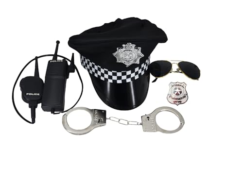 Storm&Lighthouse 5-teiliges Polizei-Set, Kostümhut, gefälschtes Radio, Sonnenbrille, Abzeichen und Handschellen, Polizistin, NYPD, Unisex-Kostüm-Zubehör Storm&Lighthouse 5-teiliges Polizei-Set, Kostümhut, gefälschtes Radio, Sonnenbrille, Abzeichen und Handschellen, Polizistin, NYPD, Unisex-Kostüm-Zubehör von Storm&Lighthouse